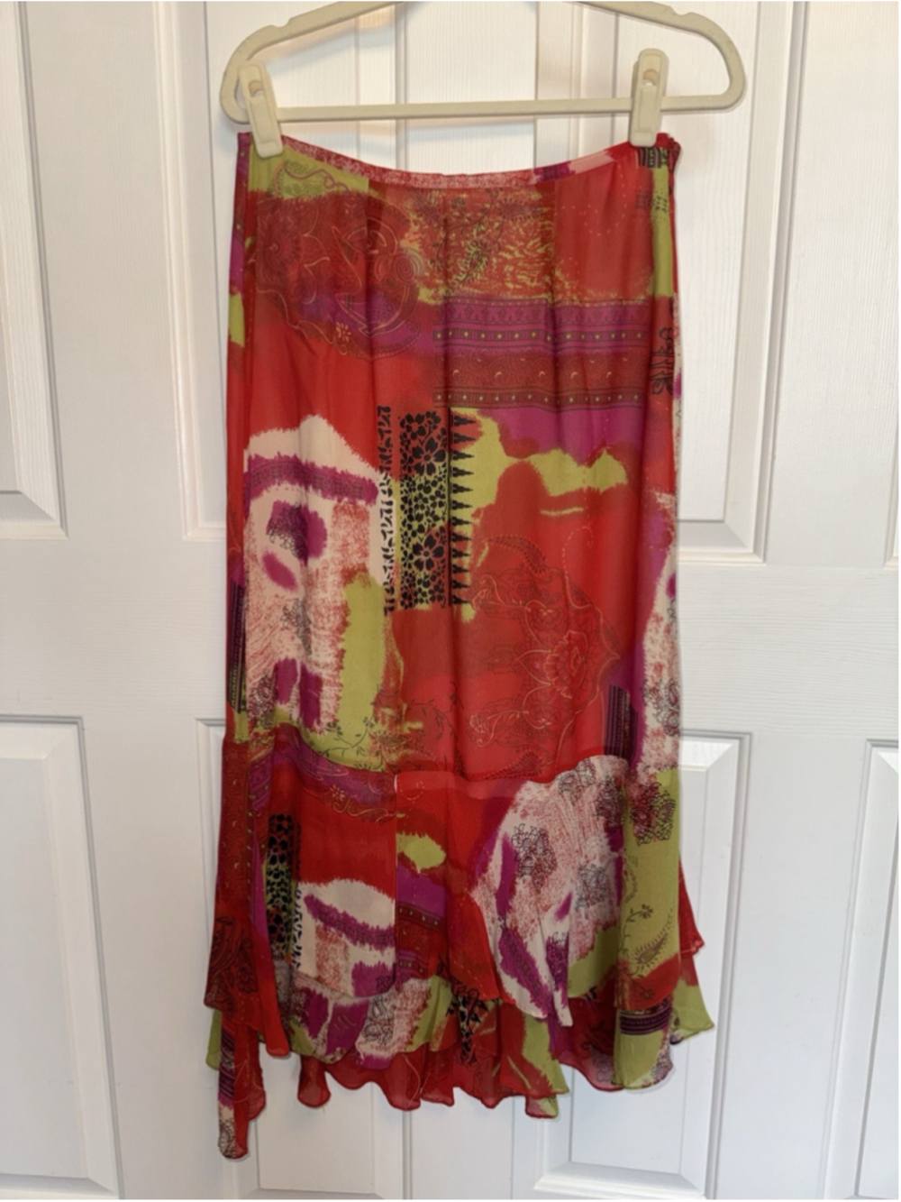 Vintage Y2K West End Silk Skirt Small Fairycore Maximalist Patchwork Whimsy Maxi